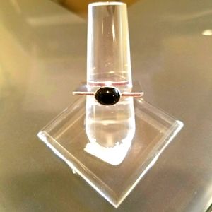1985 Kalibre Sterling Silver Onyx Modernist Ring